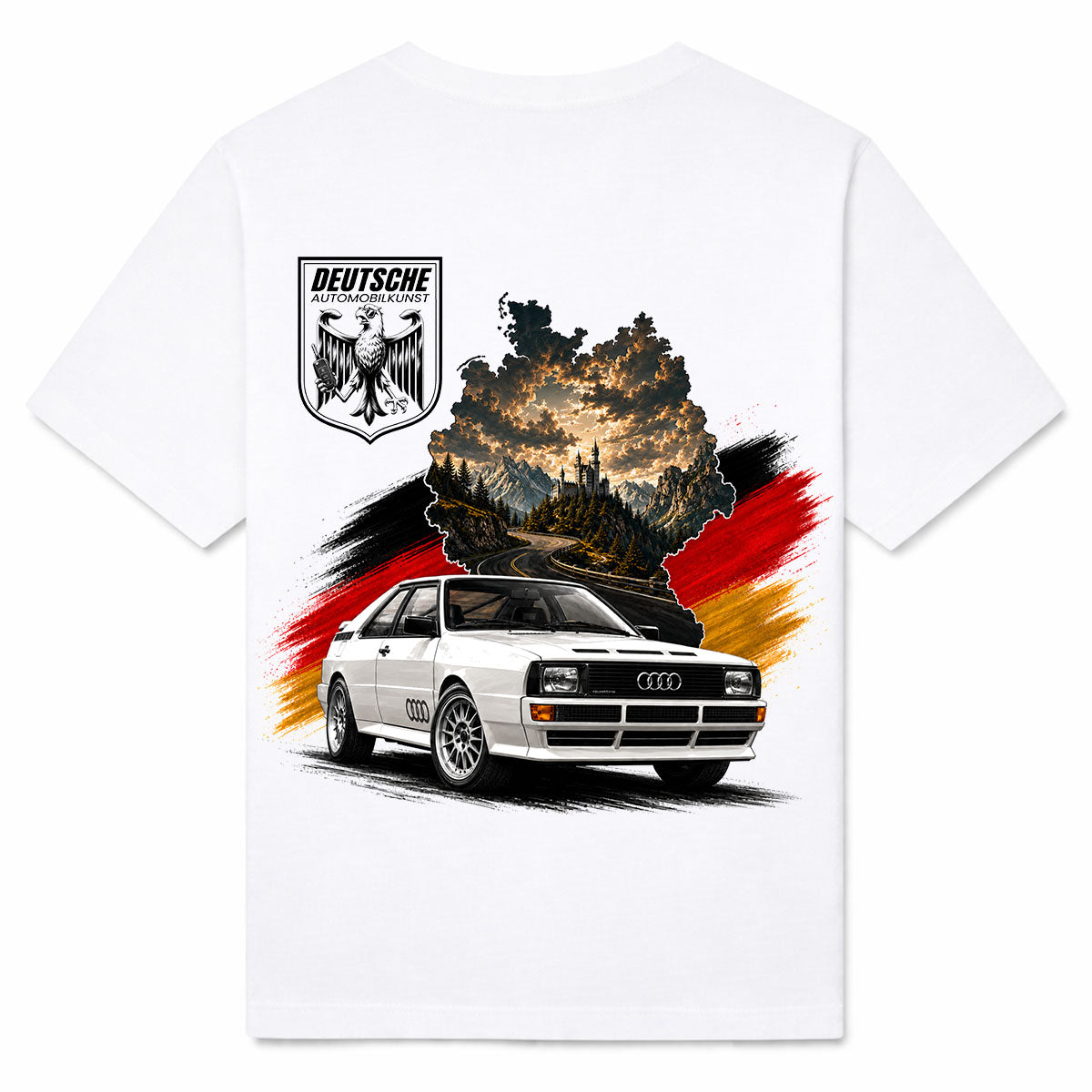 DEUTSCHE AUTOMOBILKUNST AUDI - Premium T-Shirt Backprint